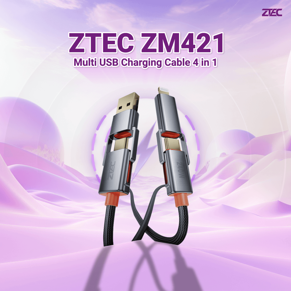 สายชาร์จไนลอนถัก ZTEC ZM421 4-IN-1 รองรับชาร์จเร็ว 240W (สลับเปลี่ยนหัวได้)_1